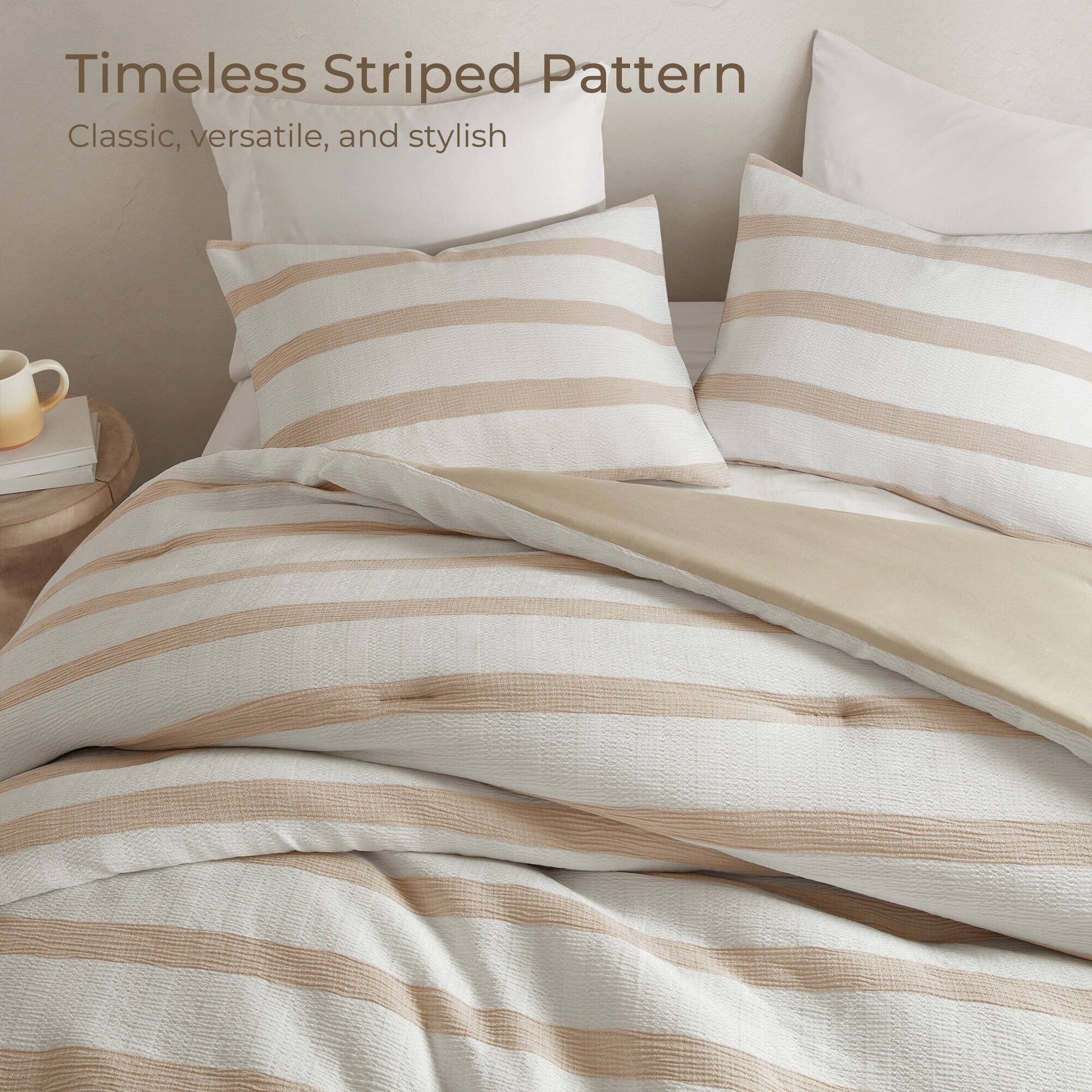 3-Piece Full/Queen Yarn-dyed striped comforter