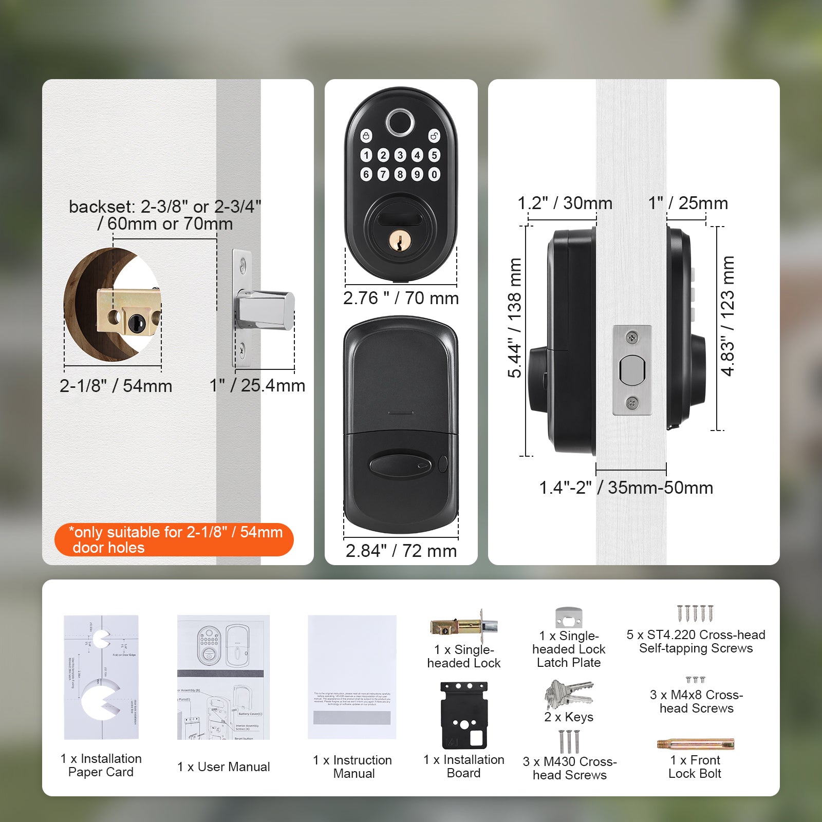 Fingerprint Door Lock Keyless Entry Door Lock Password and Key Unlock