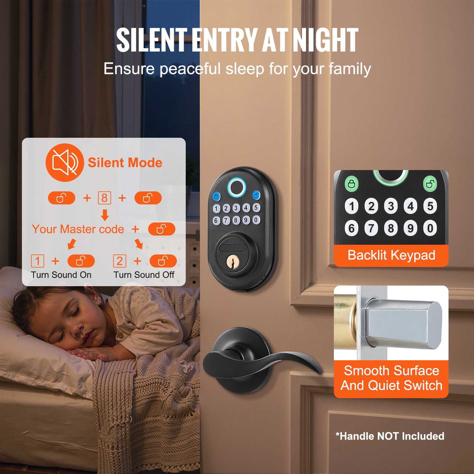 Fingerprint Door Lock Keyless Entry Door Lock Password and Key Unlock