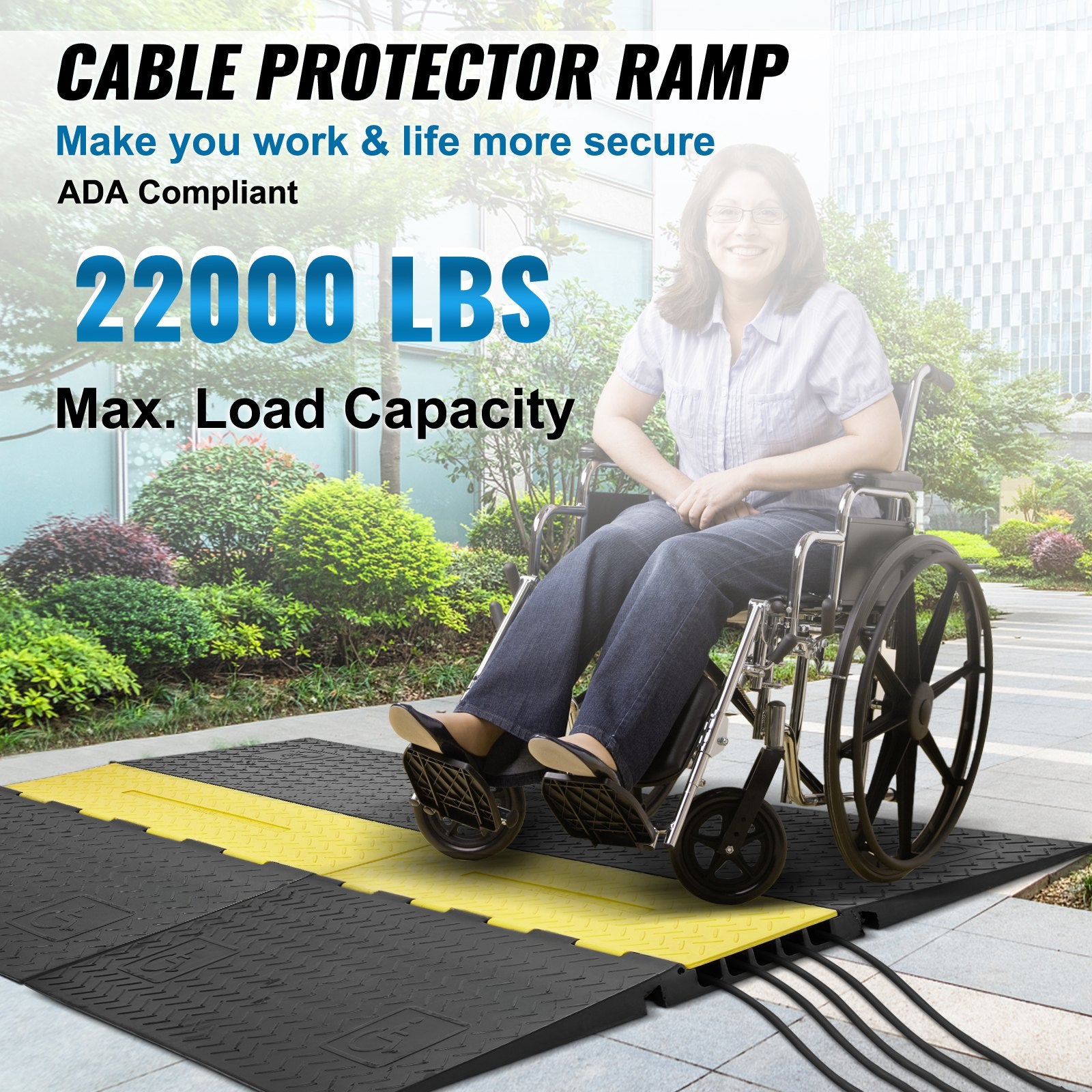 5Channel Cable Protector Ramp 22000lbs Load ADA Compliant Wire Cable Cover