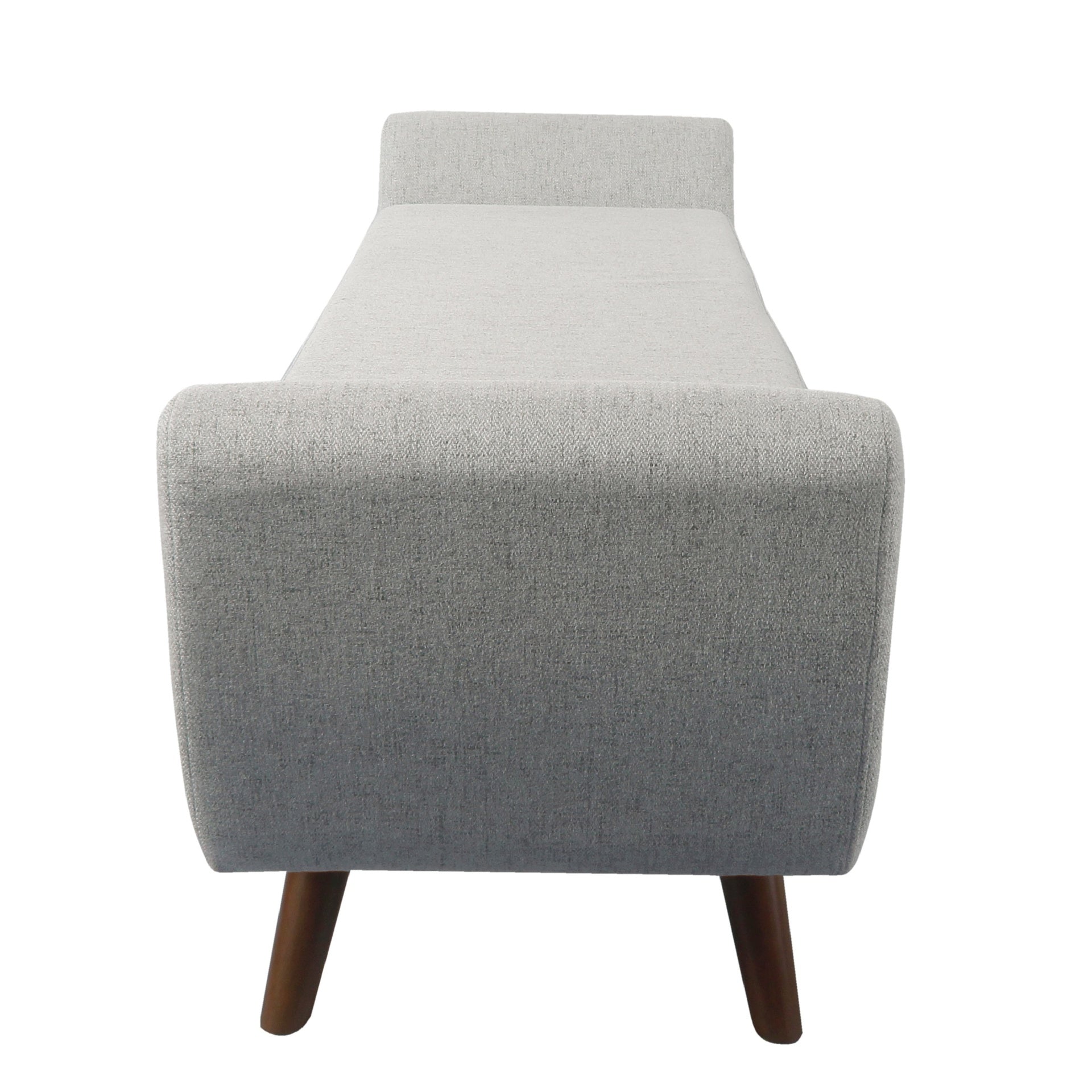 Rae Storage Bench Ottoman with Arms, Light Gray Woven Fabric, 60 Inch