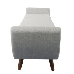 Rae Storage Bench Ottoman with Arms, Light Gray Woven Fabric, 60 Inch