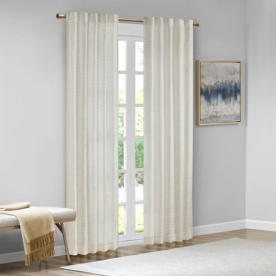 Room Darkening Metallic Printed Poly Velvet Rod Pocket/Back Tab Window Panel Pair White/Gold 37x95"