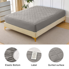 Diamond Grid Ultrasonic Waterproof Mattress Protector Gray Size Q