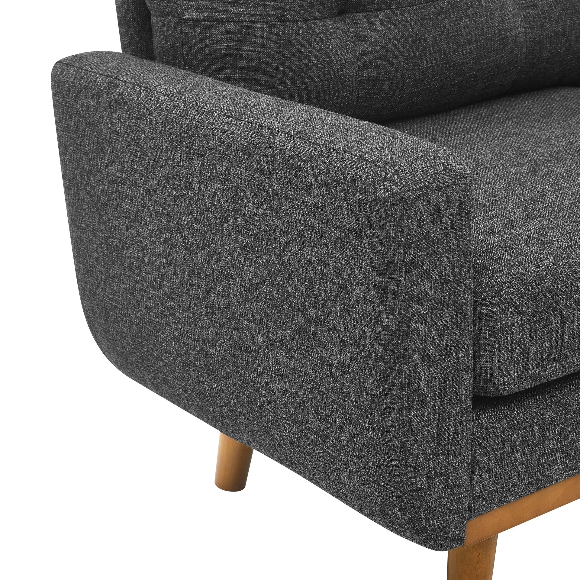 67.7" Wide Mid-Century Modern Upholstered Tufted Loveseat Sofa With Wooden Legs