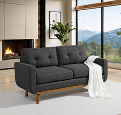 67.7" Wide Mid-Century Modern Upholstered Tufted Loveseat Sofa With Wooden Legs