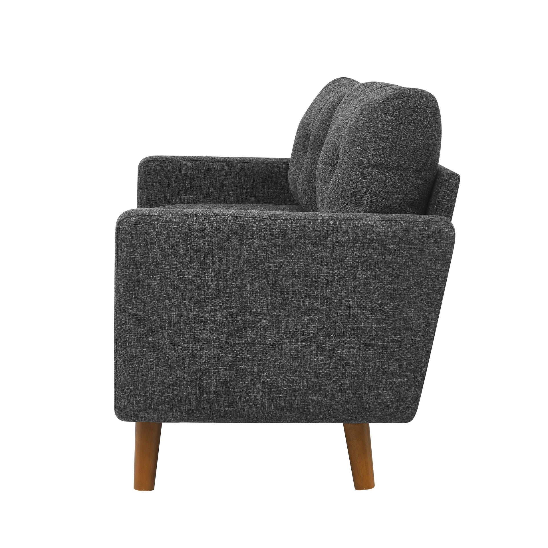 67.7" Wide Mid-Century Modern Upholstered Tufted Loveseat Sofa With Wooden Legs