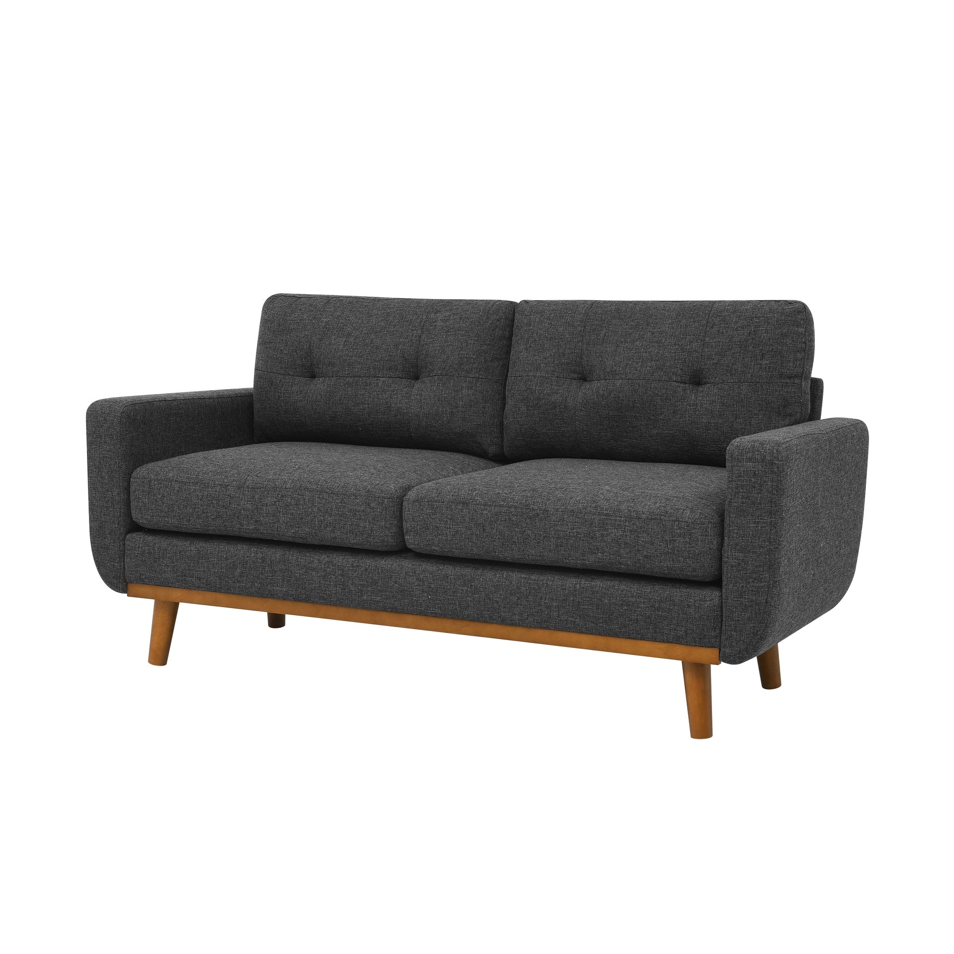 67.7" Wide Mid-Century Modern Upholstered Tufted Loveseat Sofa With Wooden Legs