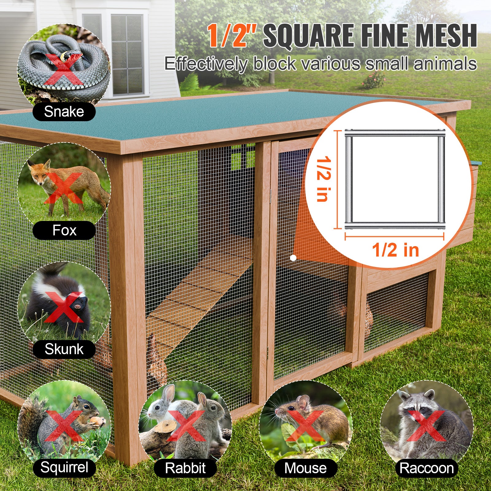 Hardware Cloth, 1/2 inch 48in x 50 ft 19 Gauge, Hot Dipped Galvanized Wire Mesh Roll, Chicken Wire Fencing, Wire Mesh for Rabbit Cages, Garden, Small Rodents