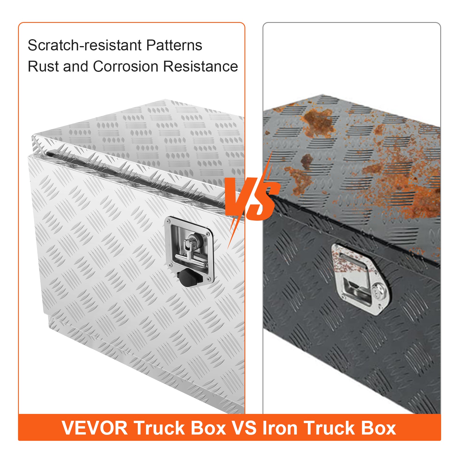 Underbody Truck Box, 36"×14"×16" Pickup Storage Box, Heavy Duty Aluminum Diamond Plate Tool Box with Lock and Keys, Waterproof Trailer Storage Box with T-Handle Latch for Truck, Van, Trailer
