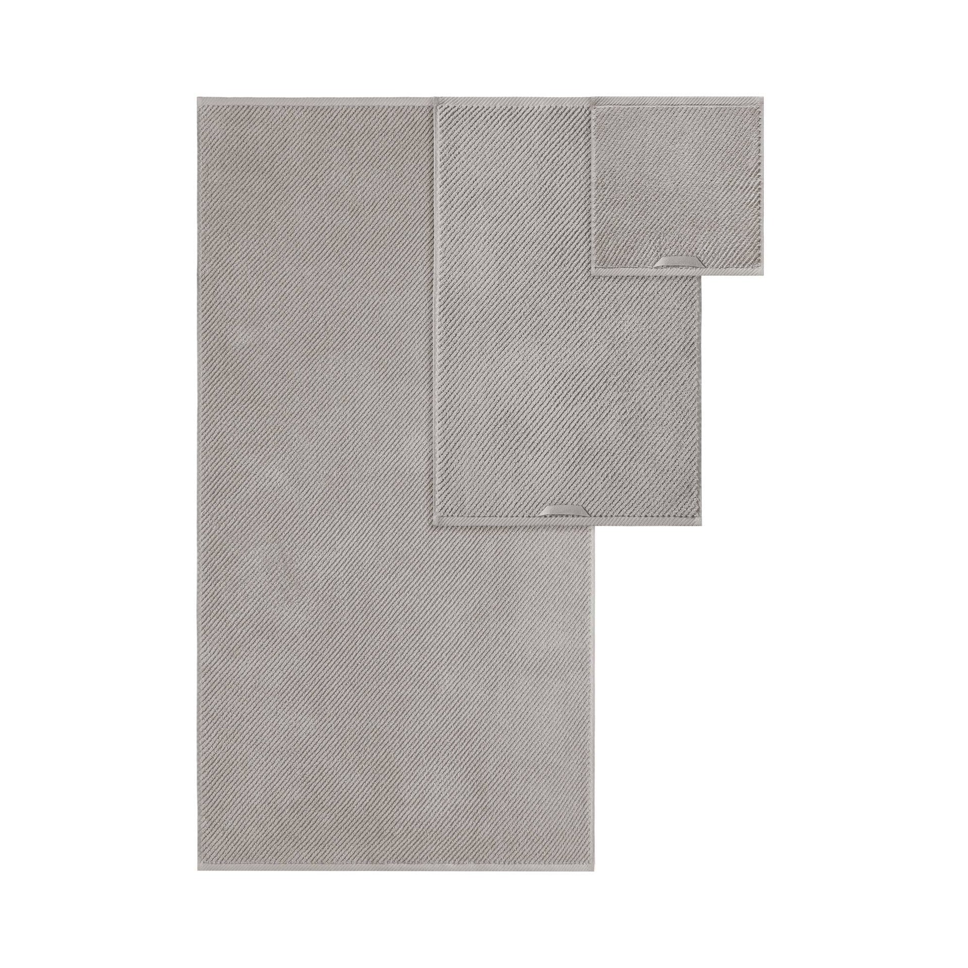 6-Piece 100% Cotton Quick Dry Diagonal Ribbed 6pcs Towel Set, Grey
