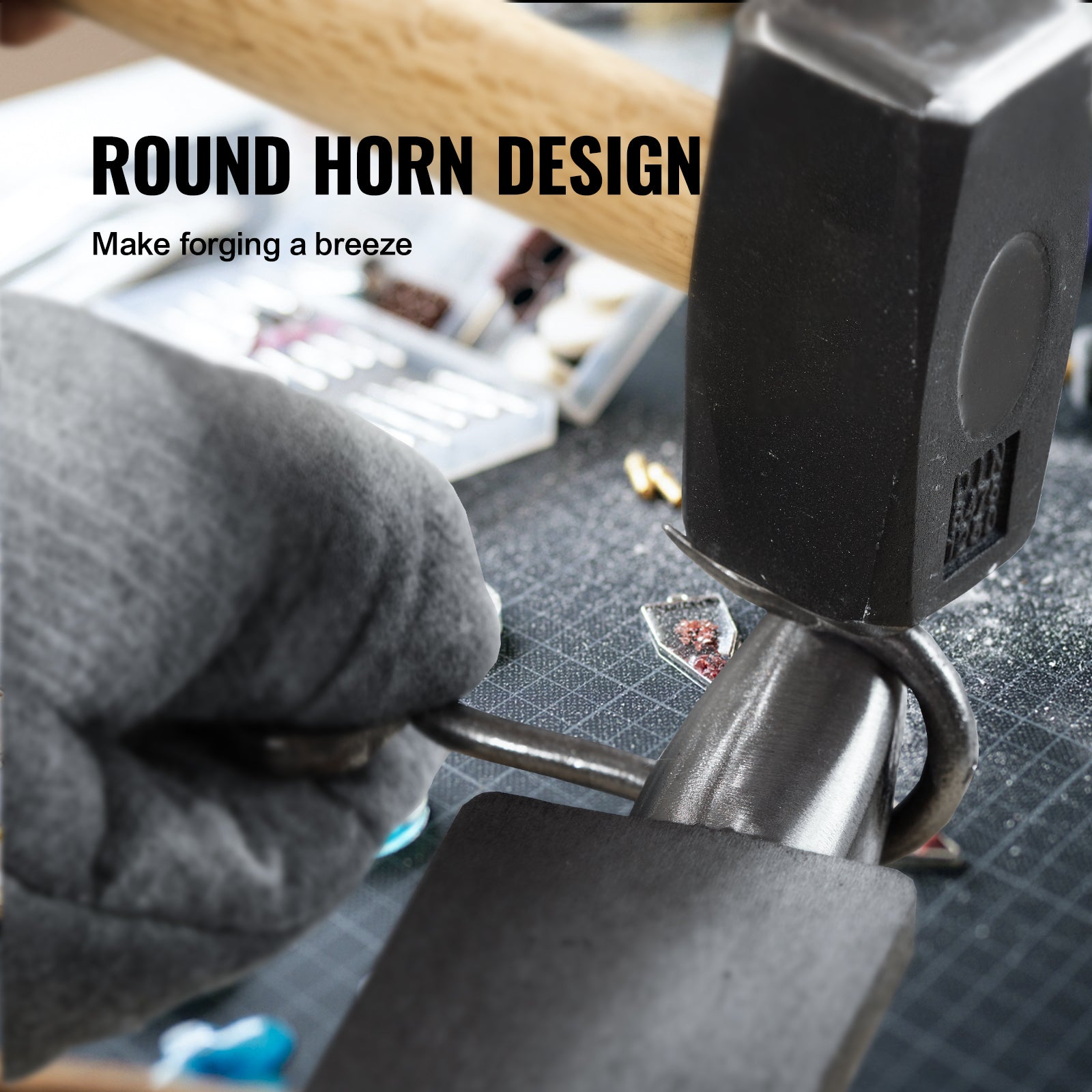 Single Horn Anvil, High Hardness Rugged Round Horn Anvil Blacksmith,8.8Lbs Cast Steel Anvil,Compact Design and Stable Base, Forge Tools and Equipment, Metalsmith Tool for Bending and Shaping