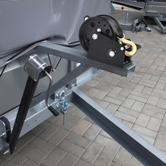 Hand Winch, 1200 lbs Pulling Capacity, Boat Trailer Winch Heavy Duty Rope Crank with 23 ft Polyester Strap and Two-Way Ratchet, Manual Operated Hand Crank Winch for Trailer, Boat or ATV Towing
