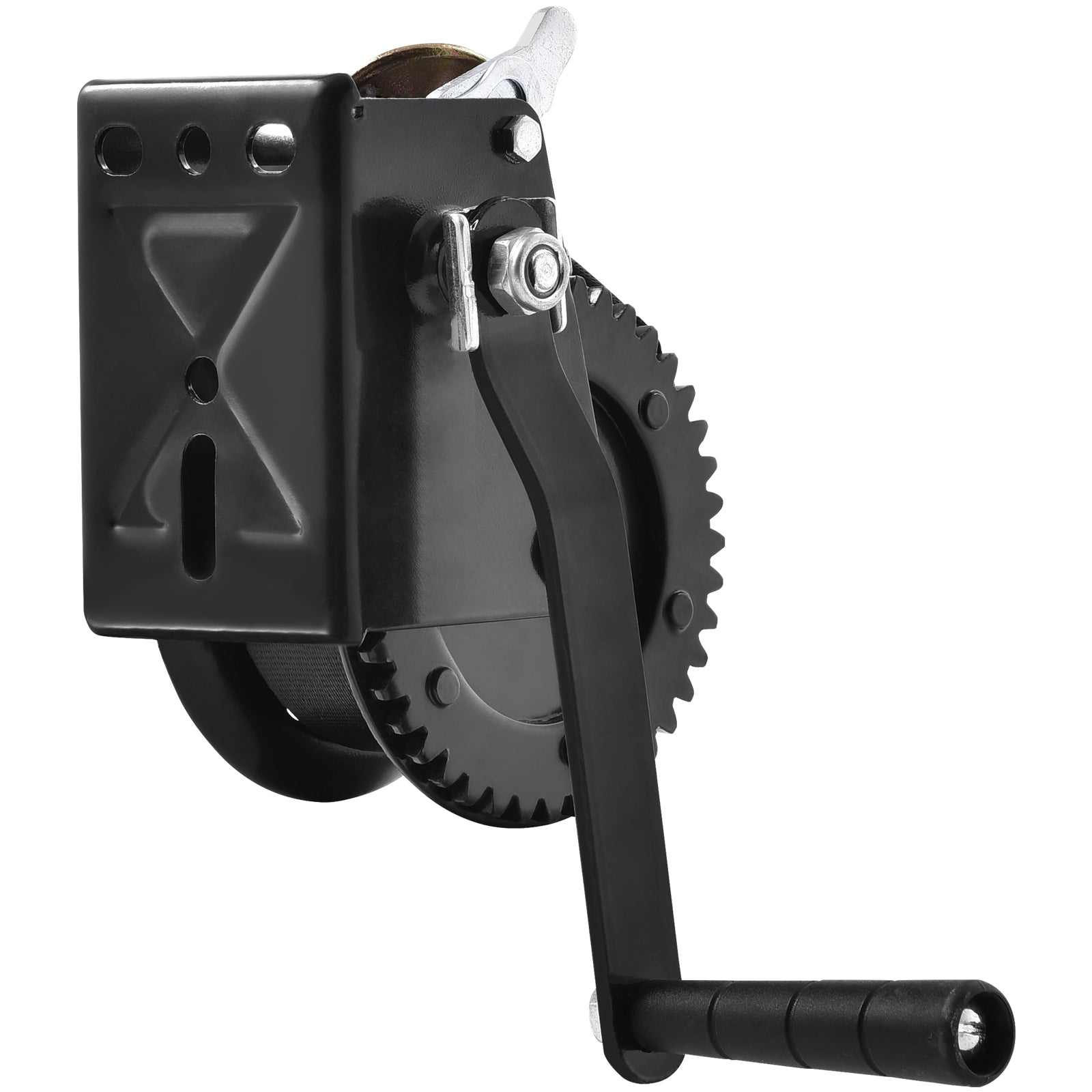 Hand Winch, 1200 lbs Pulling Capacity, Boat Trailer Winch Heavy Duty Rope Crank with 23 ft Polyester Strap and Two-Way Ratchet, Manual Operated Hand Crank Winch for Trailer, Boat or ATV Towing