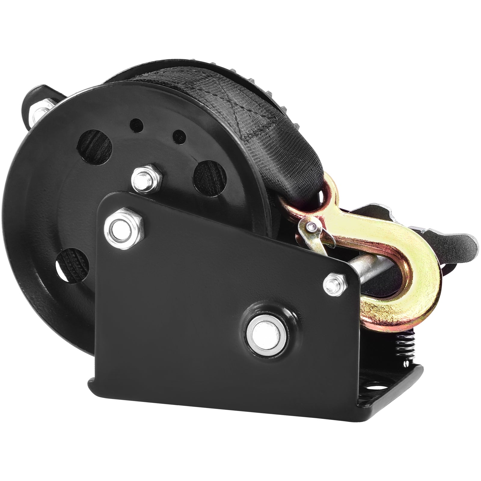 Hand Winch, 1200 lbs Pulling Capacity, Boat Trailer Winch Heavy Duty Rope Crank with 23 ft Polyester Strap and Two-Way Ratchet, Manual Operated Hand Crank Winch for Trailer, Boat or ATV Towing