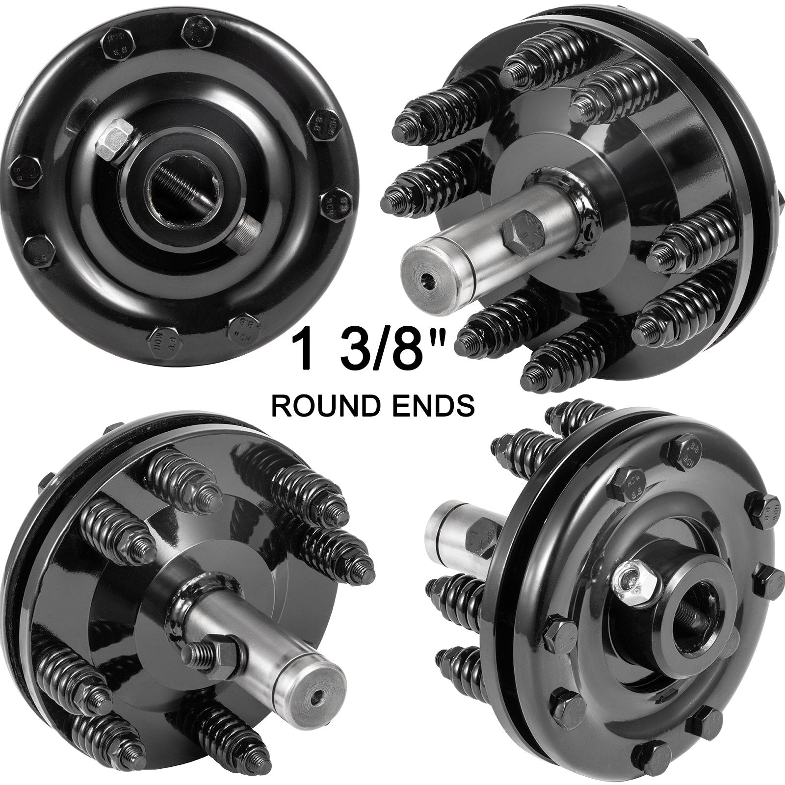 Slip Clutch, 1 3/8" PTO Slip Clutch, Smooth Round Ends PTO Friction Clutch, Carburized Steel Tractor Slip Clutch, Adjustable Rotary Cutter Slip Clutch, Black Brush Hog Slip Clutch for PTO Shaft
