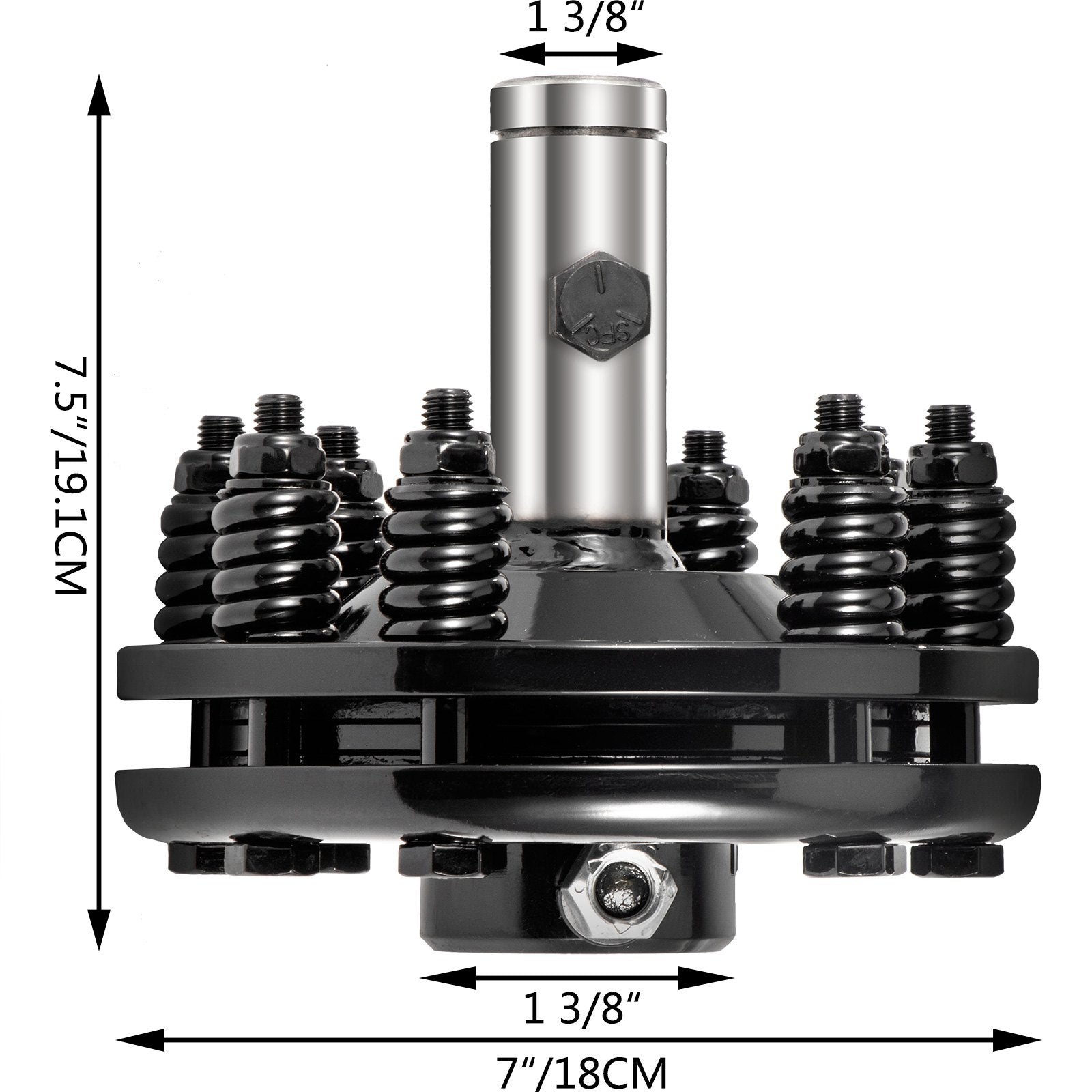 Slip Clutch, 1 3/8" PTO Slip Clutch, Smooth Round Ends PTO Friction Clutch, Carburized Steel Tractor Slip Clutch, Adjustable Rotary Cutter Slip Clutch, Black Brush Hog Slip Clutch for PTO Shaft
