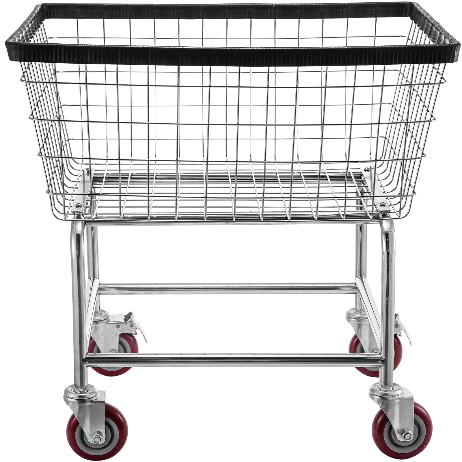 Wire Laundry Cart, 2.5 Bushel Wire Laundry Basket with Wheels, 21''x27''x27.5'' Commercial Wire Laundry Basket Cart, Steel Frame with Chrome Finish, 4inch Casters, Wire Basket Cart For Laundry