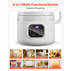 8-in-1 Nut Milk Maker, 34 oz Soy Milk Maker with 200W Blending, for Homemade Oat, Nut, Soy, Juice, Milkshake, Rice Cereal, Plant-Based Beverages with Self-Cleaning, Boil Water, 12-Hour Delay