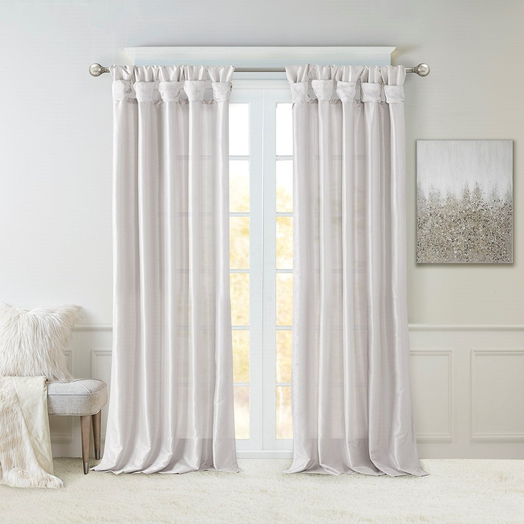 Twist Tab Lined Window Curtain Panel Silver 50x84"