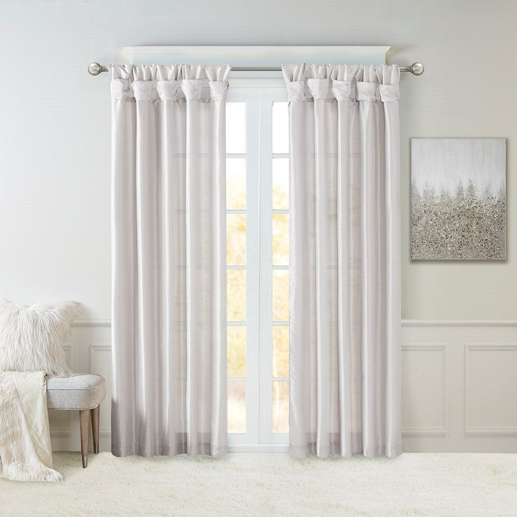 Twist Tab Lined Window Curtain Panel Silver 50x84"