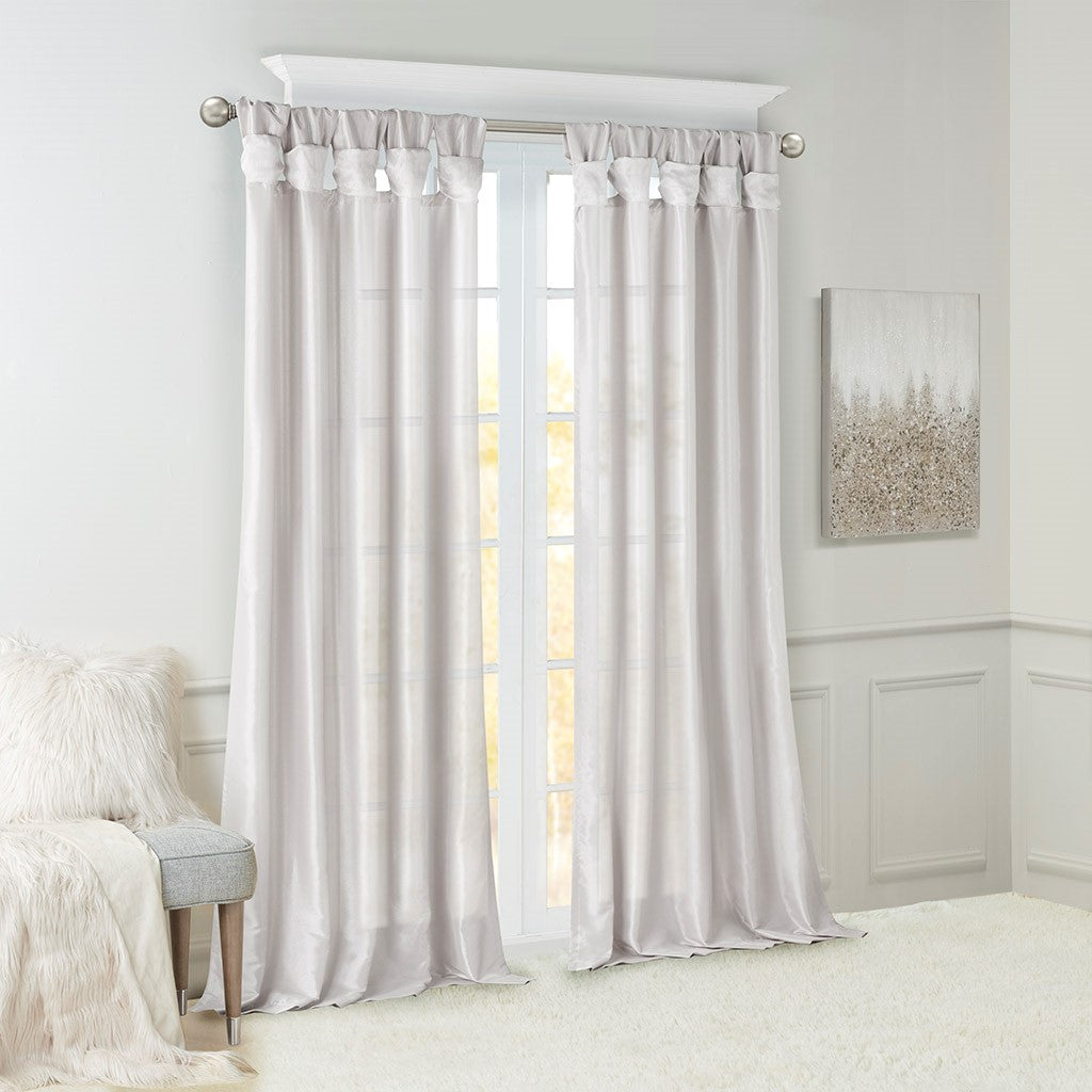 Twist Tab Lined Window Curtain Panel Silver 50x84"