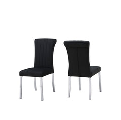 2p Side Chair Channel Tufted Back Seat Contemporary Black And Silver Finish Dining Furniture