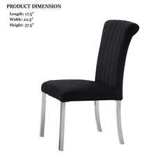 2p Side Chair Channel Tufted Back Seat Contemporary Black And Silver Finish Dining Furniture