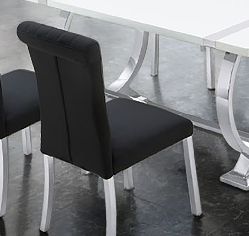 2p Side Chair Channel Tufted Back Seat Contemporary Black And Silver Finish Dining Furniture