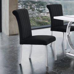 2p Side Chair Channel Tufted Back Seat Contemporary Black And Silver Finish Dining Furniture