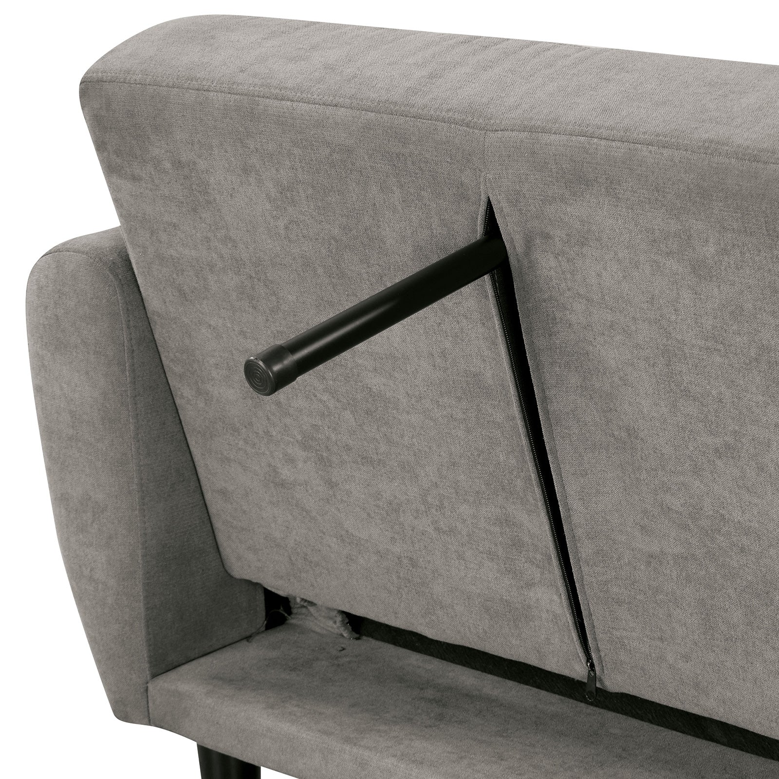 Futon Sofa Gray Color Converts into Bed Tufted Fabric Iron Leg Back Support 1pc Sofa Pocket Coil