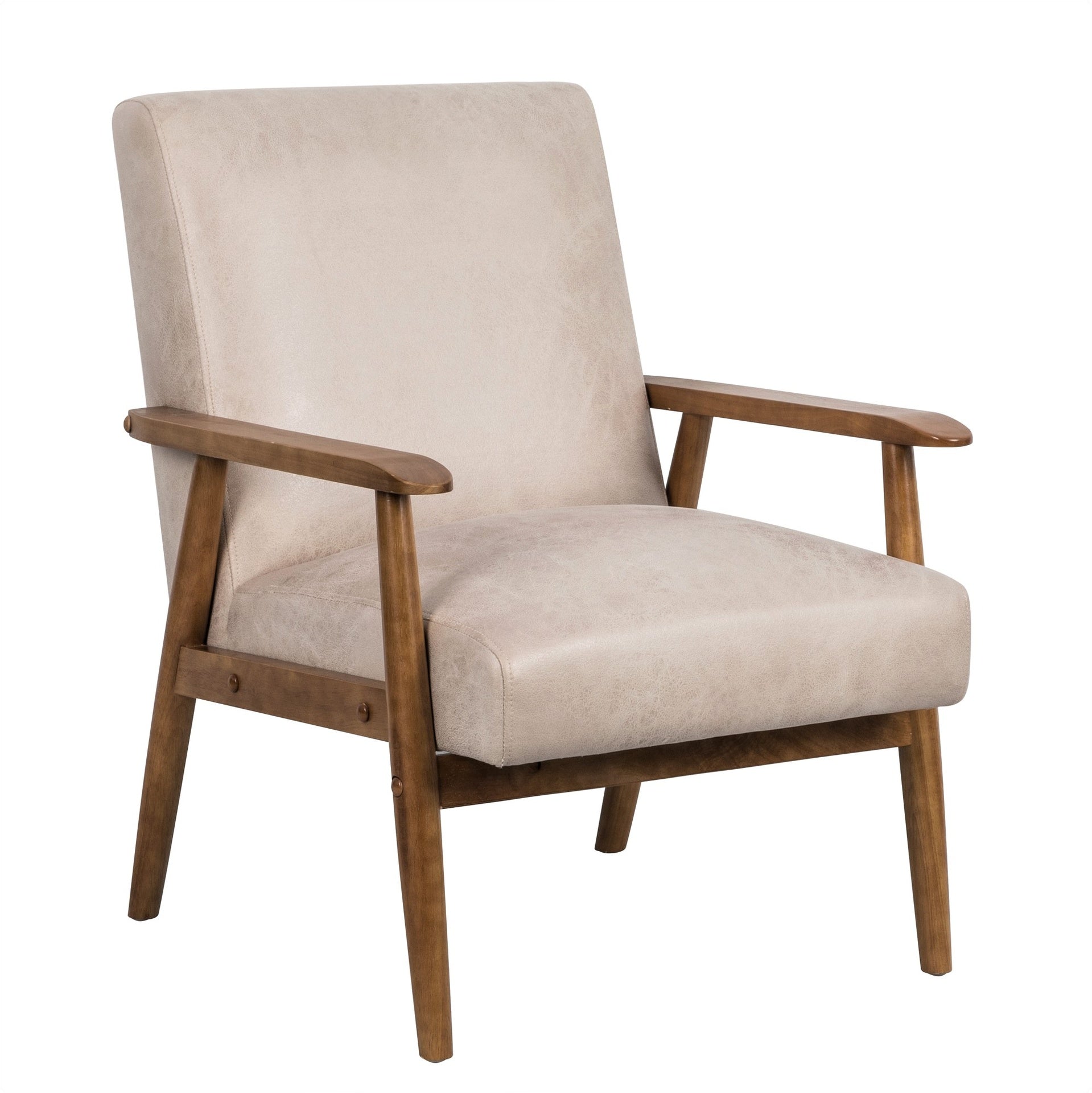 25.38'' Wide Classic Mid-Century Modern Arm Chair, Light Camel