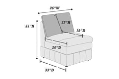 1pc Armless Chair Modular Plush Chair Sectional Sofa Living Room Furniture Granite Morgan Fabric- Suede