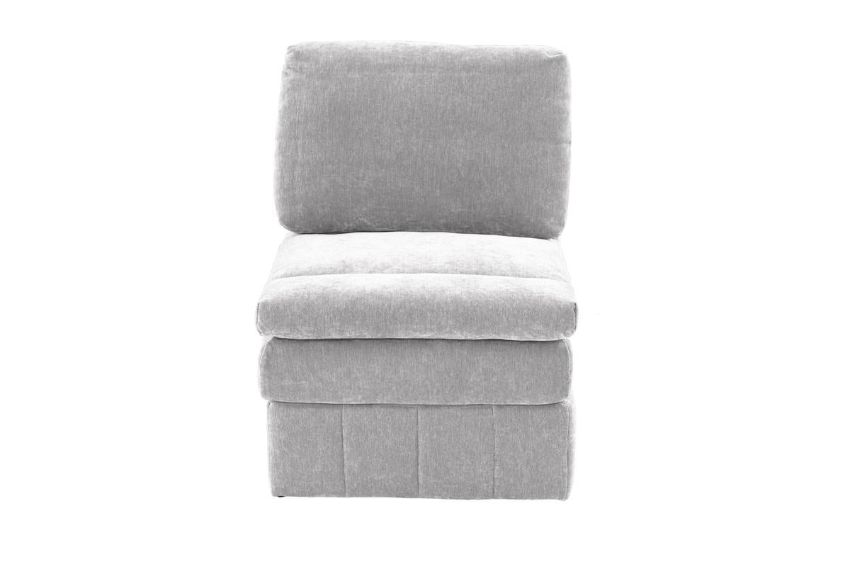 1pc Armless Chair Modular Plush Chair Sectional Sofa Living Room Furniture Granite Morgan Fabric- Suede