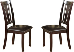 Simple Contemporary Set of 2 Side Chairs Brown Finish Dining Seating Cushion Chair Unique Design Kitchen Dining Room Faux Leather Seat