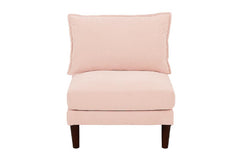 Beautiful Blush Pink Armless Chair Morgan Fabric 1pc Chair Pillow Soft Cushion Wood Legs Living Room Furniture