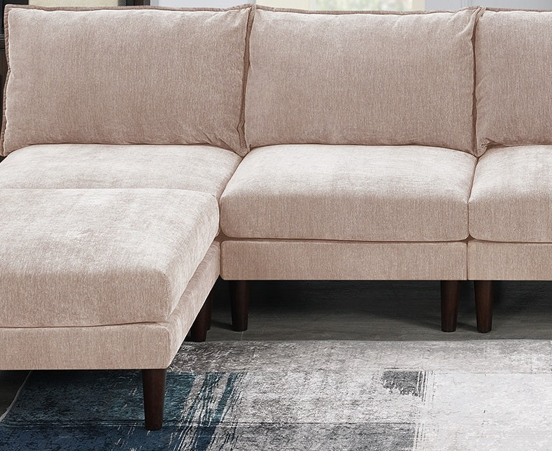 Beautiful Blush Pink Armless Chair Morgan Fabric 1pc Chair Pillow Soft Cushion Wood Legs Living Room Furniture