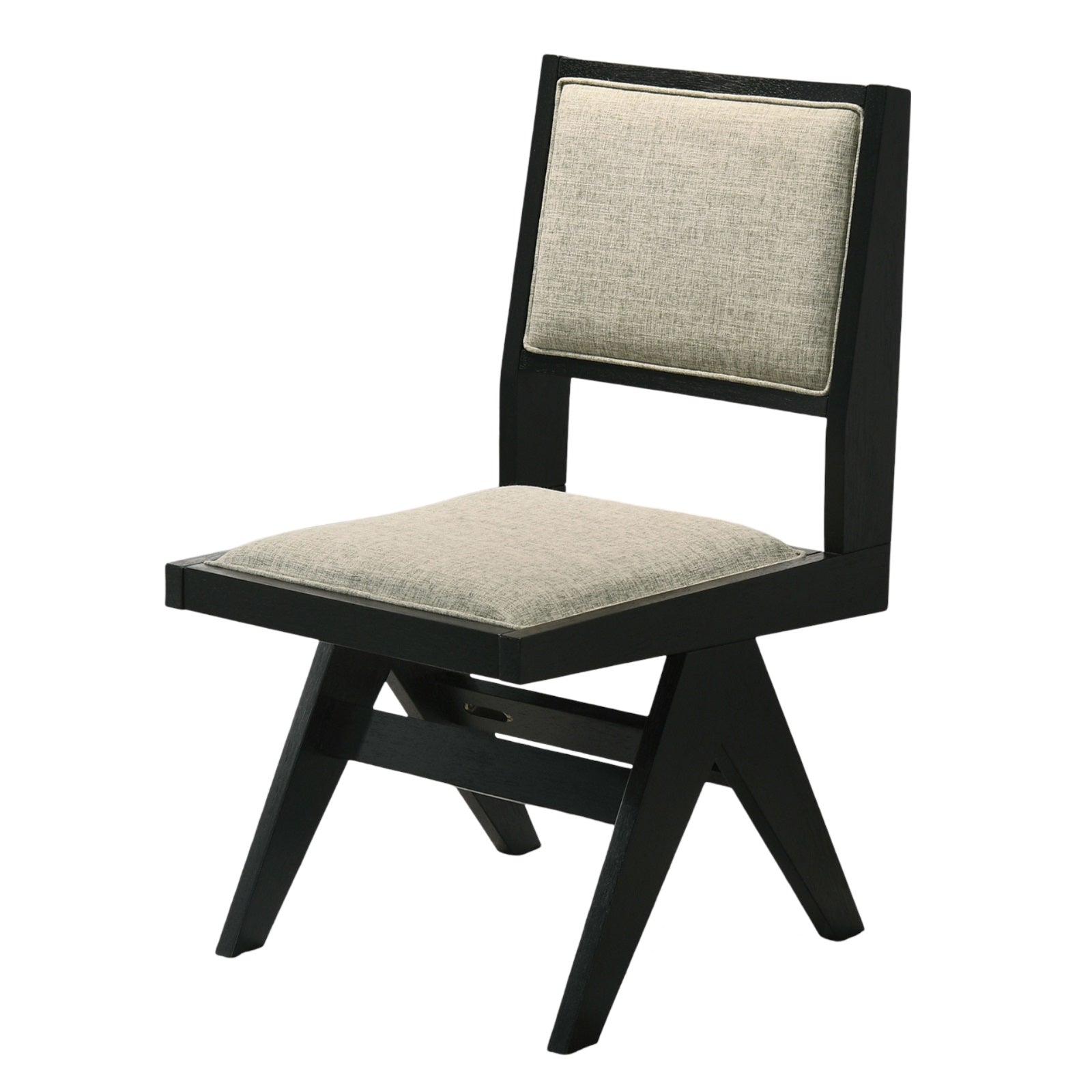 Contemporary Black Color 2pc Dining Side Chairs Light Gray Fabric Upholstered Chairs Arms Dining Room