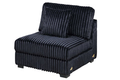 Black Fur-Like Corduroy Armless Chair Modular 1pc Chair w Pillow Living Room Furniture Modern Contemporary Style