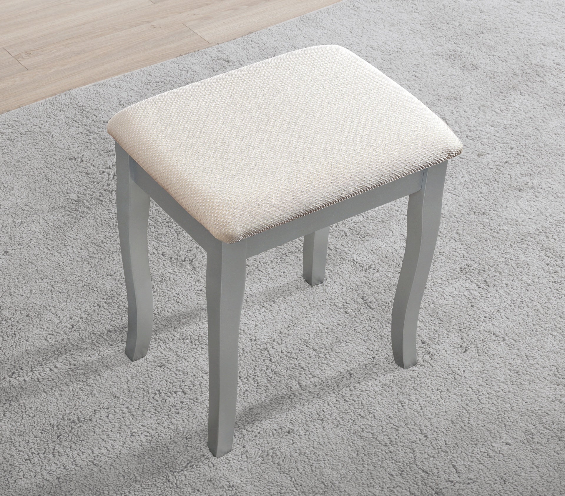 Sanlo Wooden Vanity Make Up Table and Stool Set, Silver