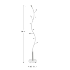 Arles Metal Whtie and Oak Standing Coat Rack