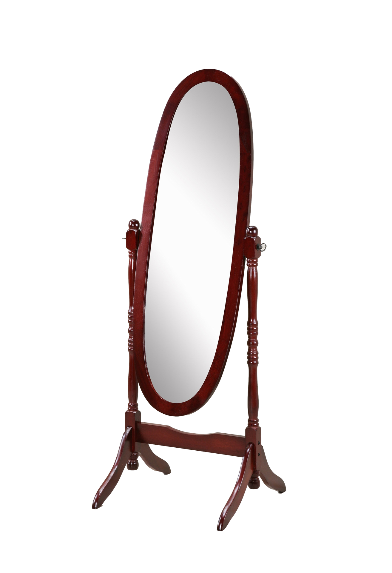 Traditional Queen Anna Style Wood Floor Cheval Mirror, Cherry Finish
