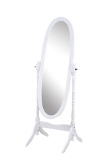 Traditional Queen Anna Style Wood Floor Cheval Mirror, White Finish