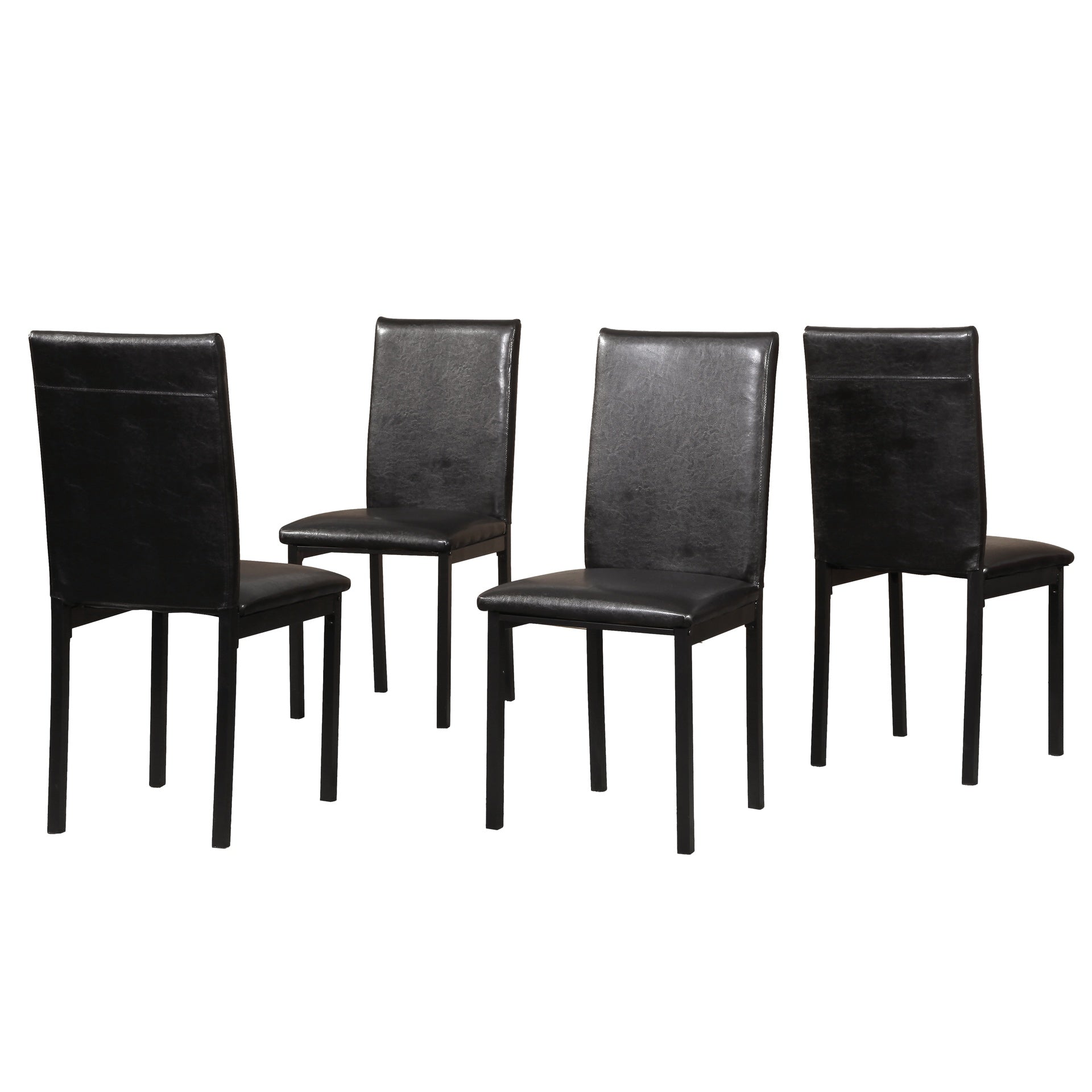 Noyes Faux Leather Seat Metal Frame Dining Chairs, Set of 4, Black