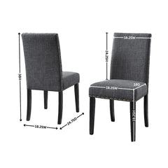 Biony Fabric Dining Chairs with Nailhead Trim, Set of 2, Gray