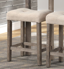 Sora Button Tufted Counter Height Saddle Stool, Set of 2, Taupe