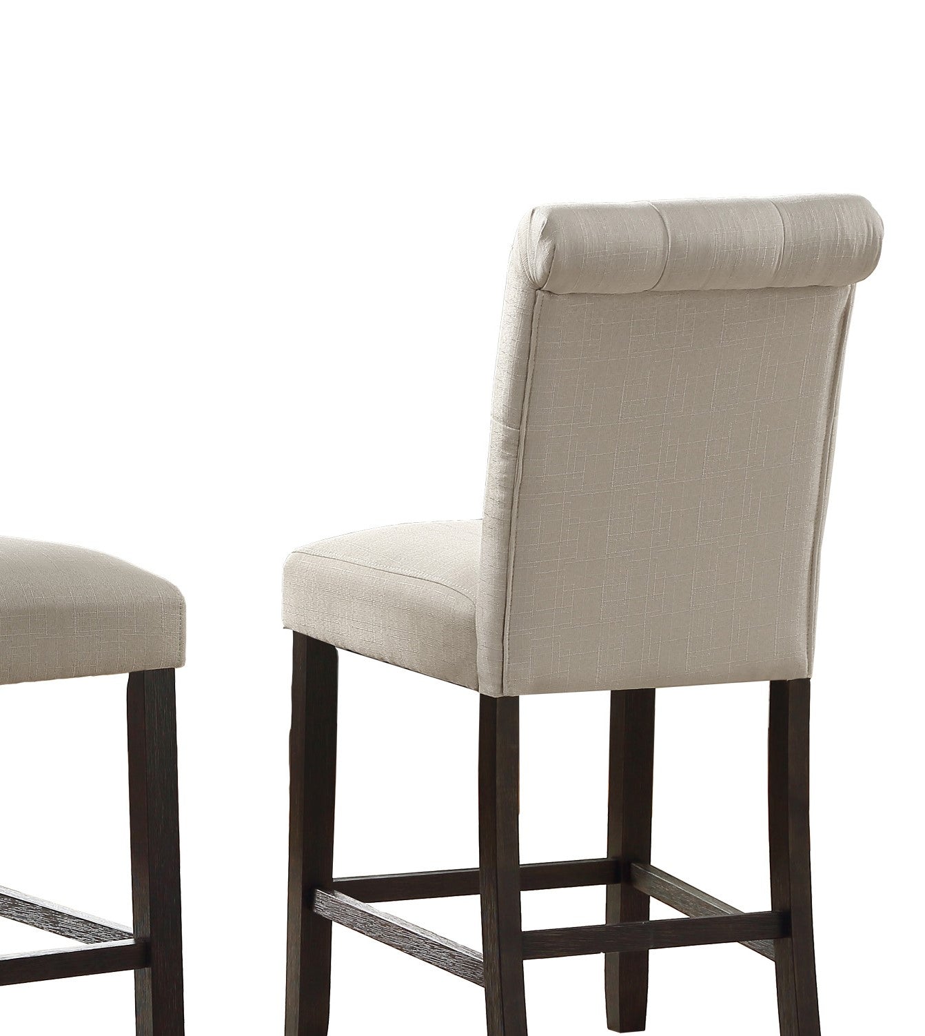 Leviton Solid Wood Tufted Asons Counter Height Stool, Set of 2, Tan