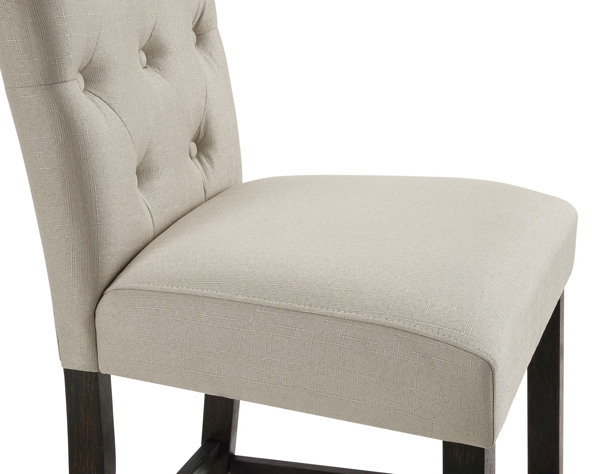 Leviton Solid Wood Tufted Asons Counter Height Stool, Set of 2, Tan