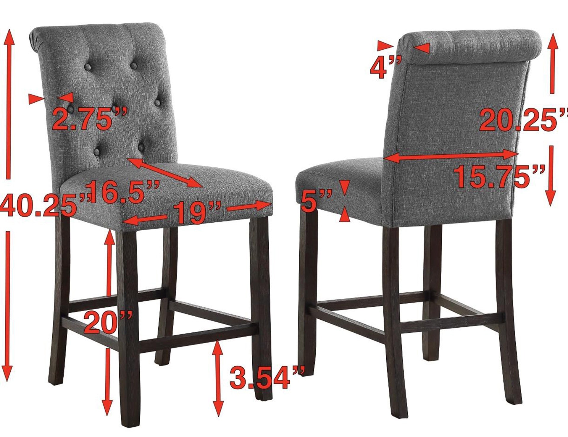 Leviton Solid Wood Tufted Asons Counter Height Stool, Set of 2, Tan