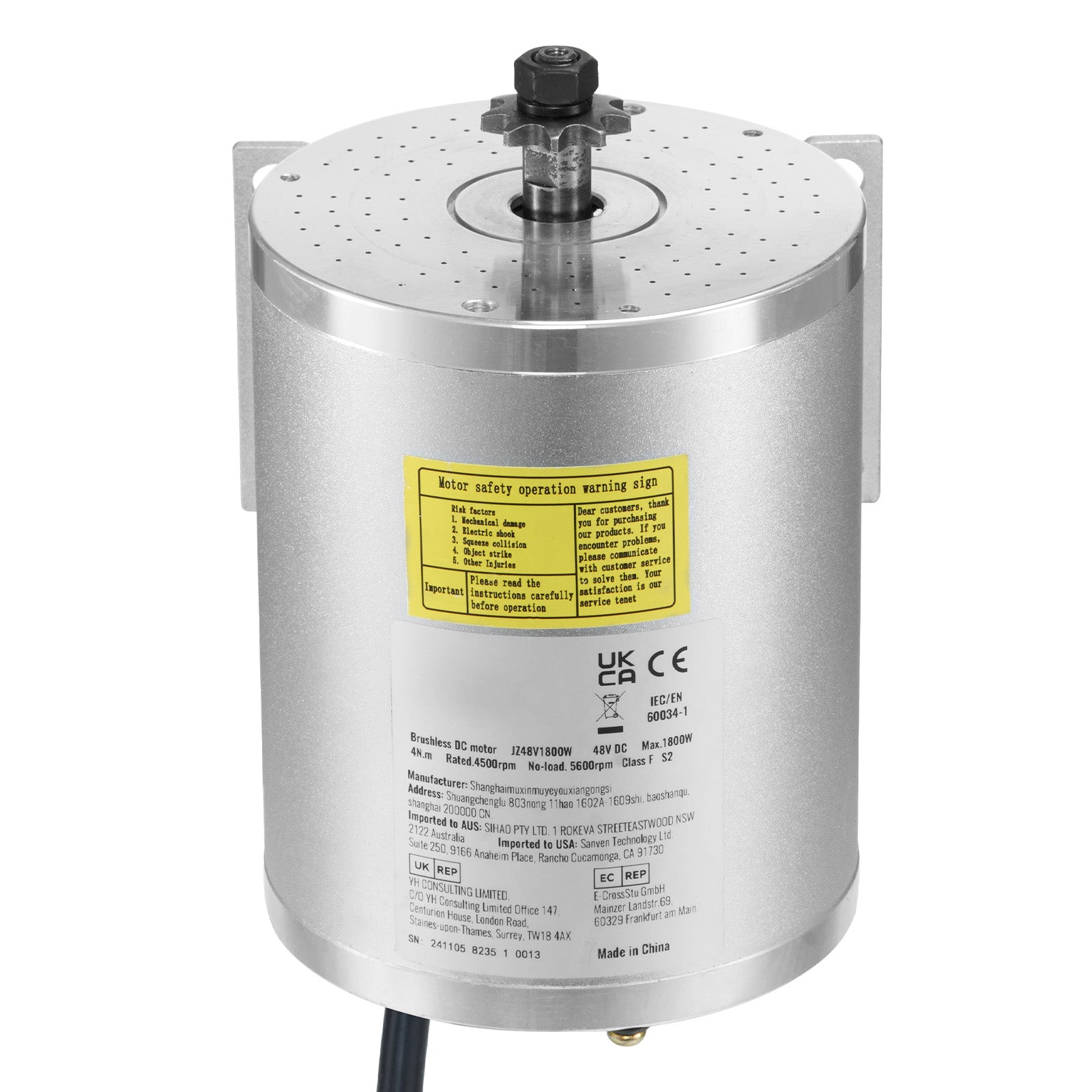 1800W Electric Brushless DC Motor Kit 48V 4500rpm Motor with Upgraded Controller